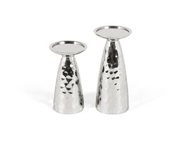 Giner y Colomer Lote de 2 Candelabros Aluminio Brillante Cono Minimalista